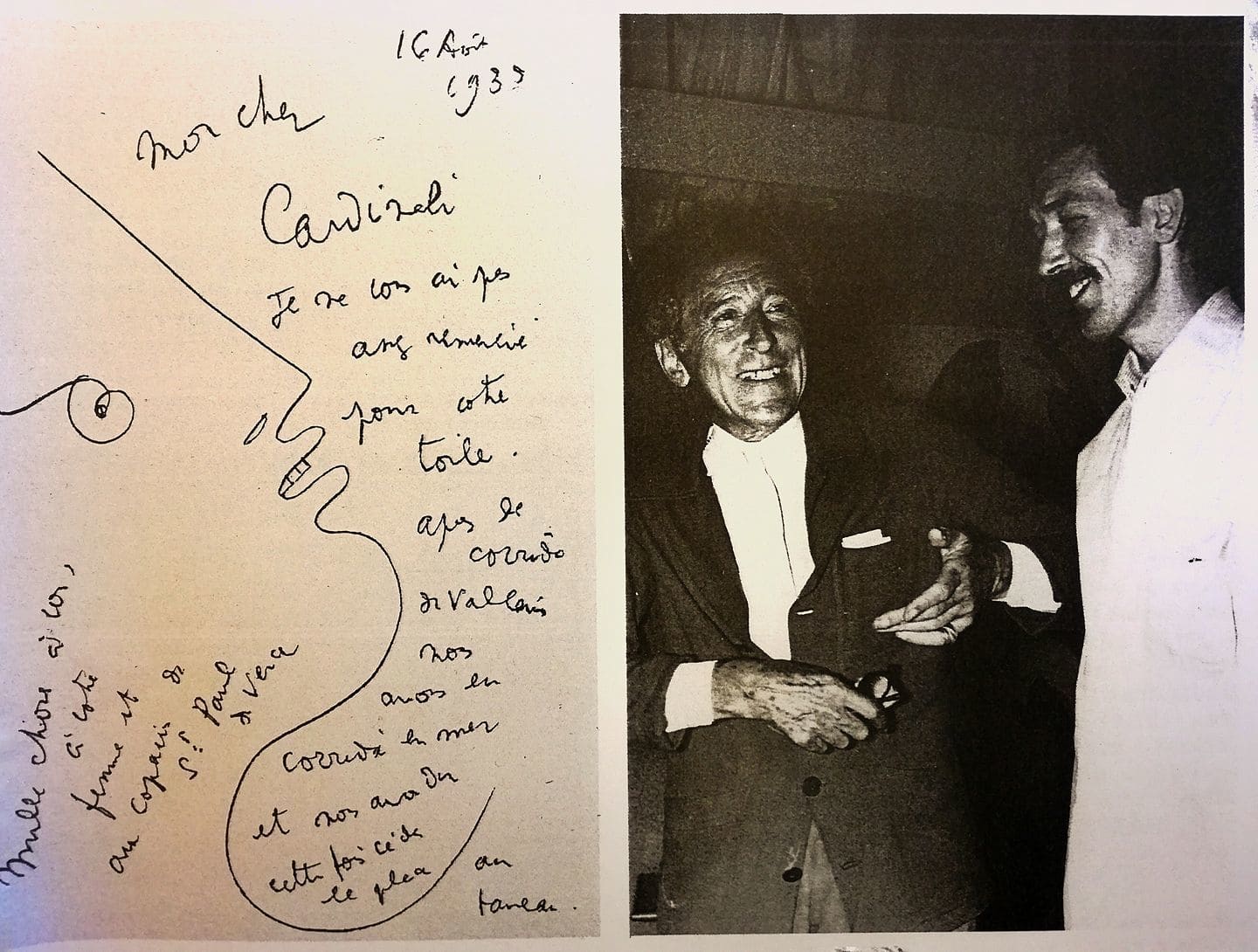 Franco Cardinali con Jean Cocteau: foto con dedica